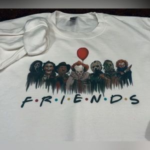 White FRIENDS sweatshirt , Halloween horror